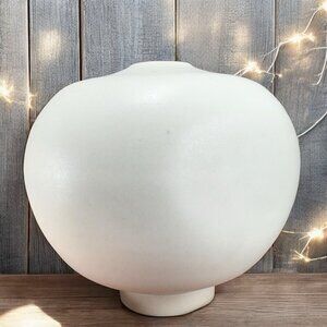 Hand Made White Stoneware Pottery Bud Vase Round Bottom Artist Signed Miniature